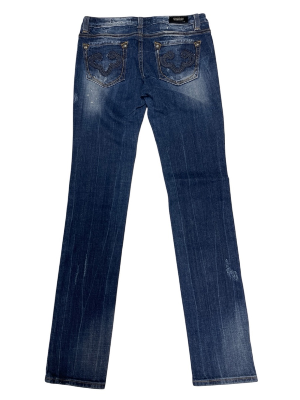 ReRock For Express Y2K Cotton Distressed Skinny Blue Denim Jeans Women’s Size 4 - Picture 3 of 12